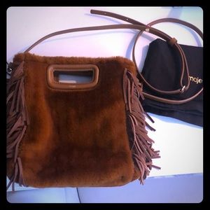 Maje furry fringe purse